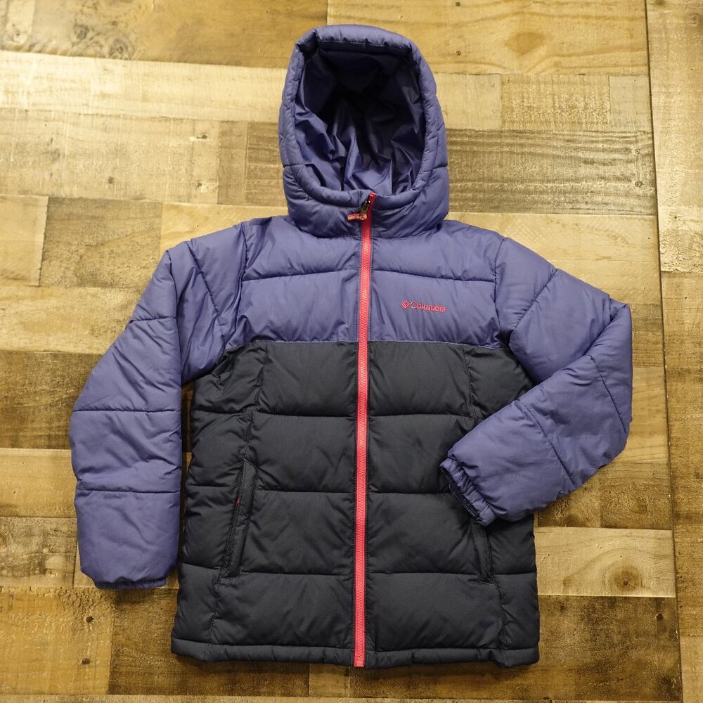 Columbia‎ Pike Lake Insulated Jacket Girls Large Navy Blue Omni-Heat Hooded